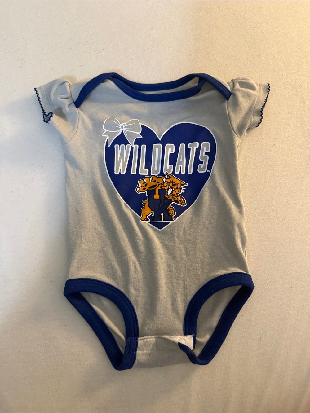 Wildcats Heart Baby Bodysuit in Gray and Blue - Cute Team Logo
